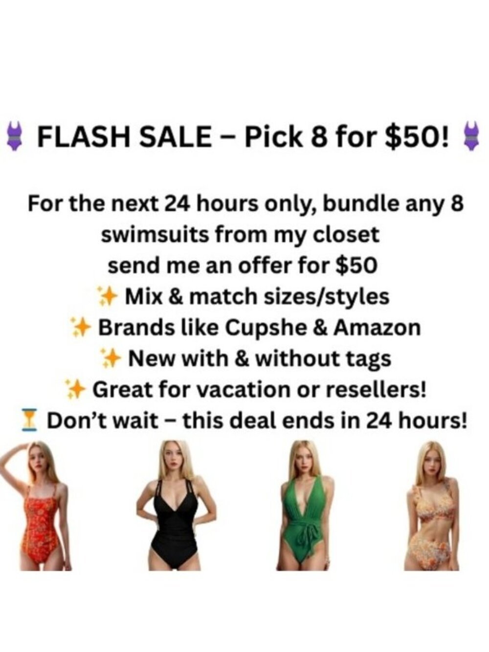 🩱 FLASH SALE – Pick 8 for $50! 🩱NWT/NWOT Swimsuits  Dont purchase this listing